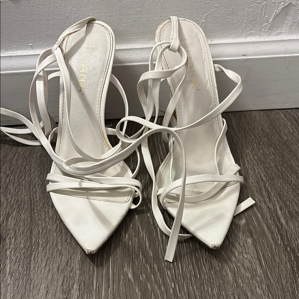 Elegant White Strappy Heels